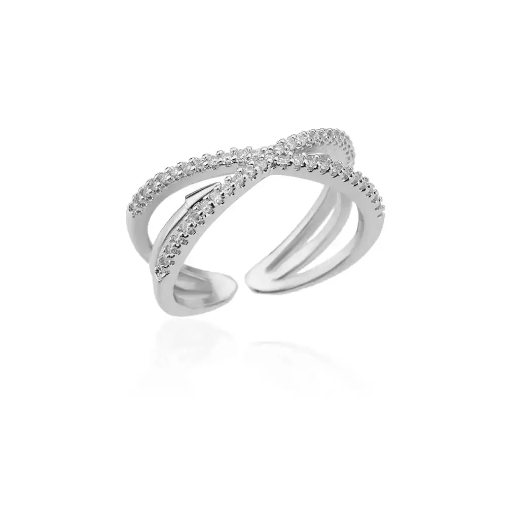 Bague Zircon Femme — Or & Acier Inoxydable