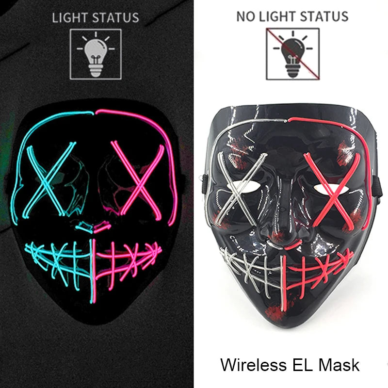 Masque LED Néon Purge — Cosplay Halloween Carnaval Soirée Déguisement