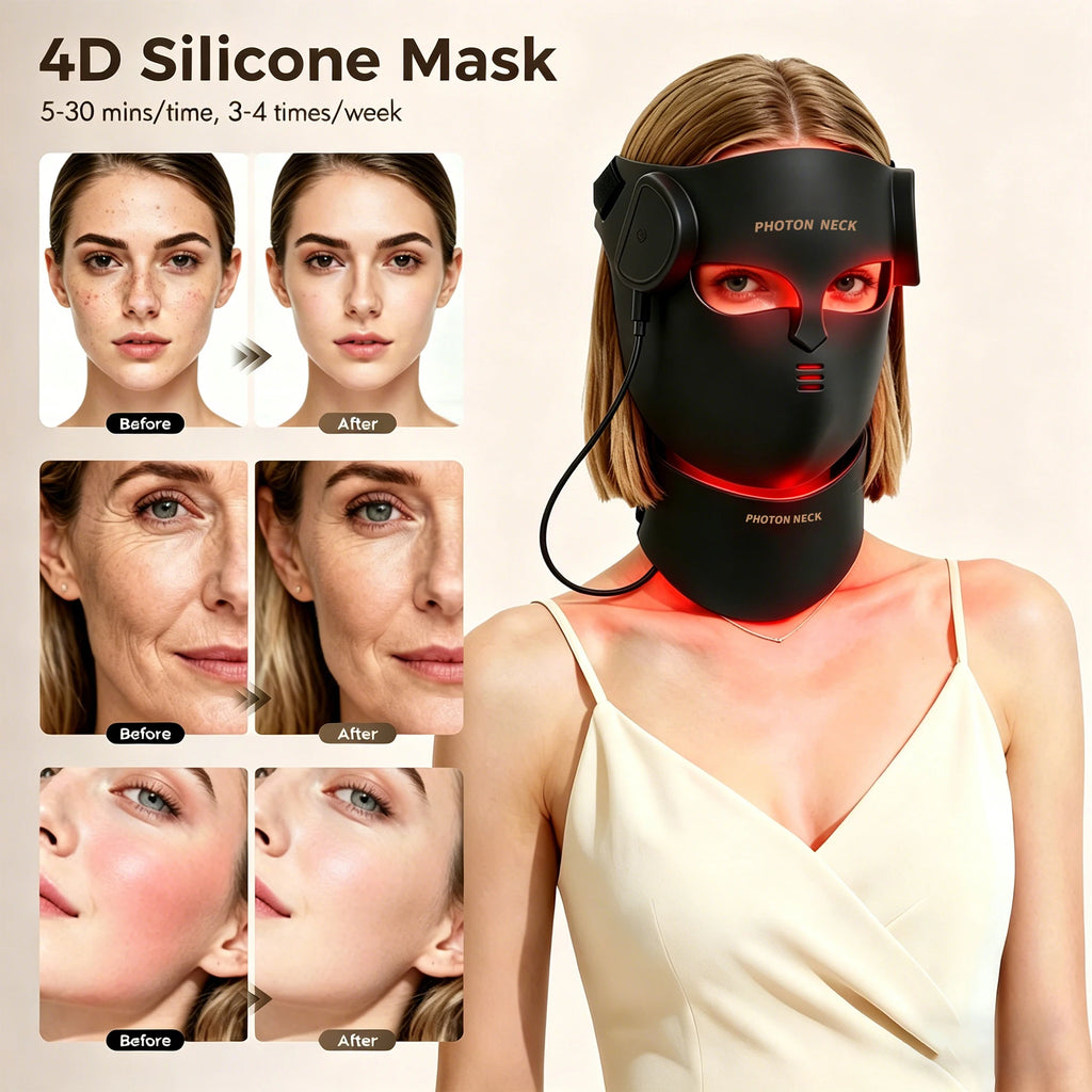 Masque LED Visage & Cou 8 Couleurs – Thérapie Lumineuse Anti-Âge