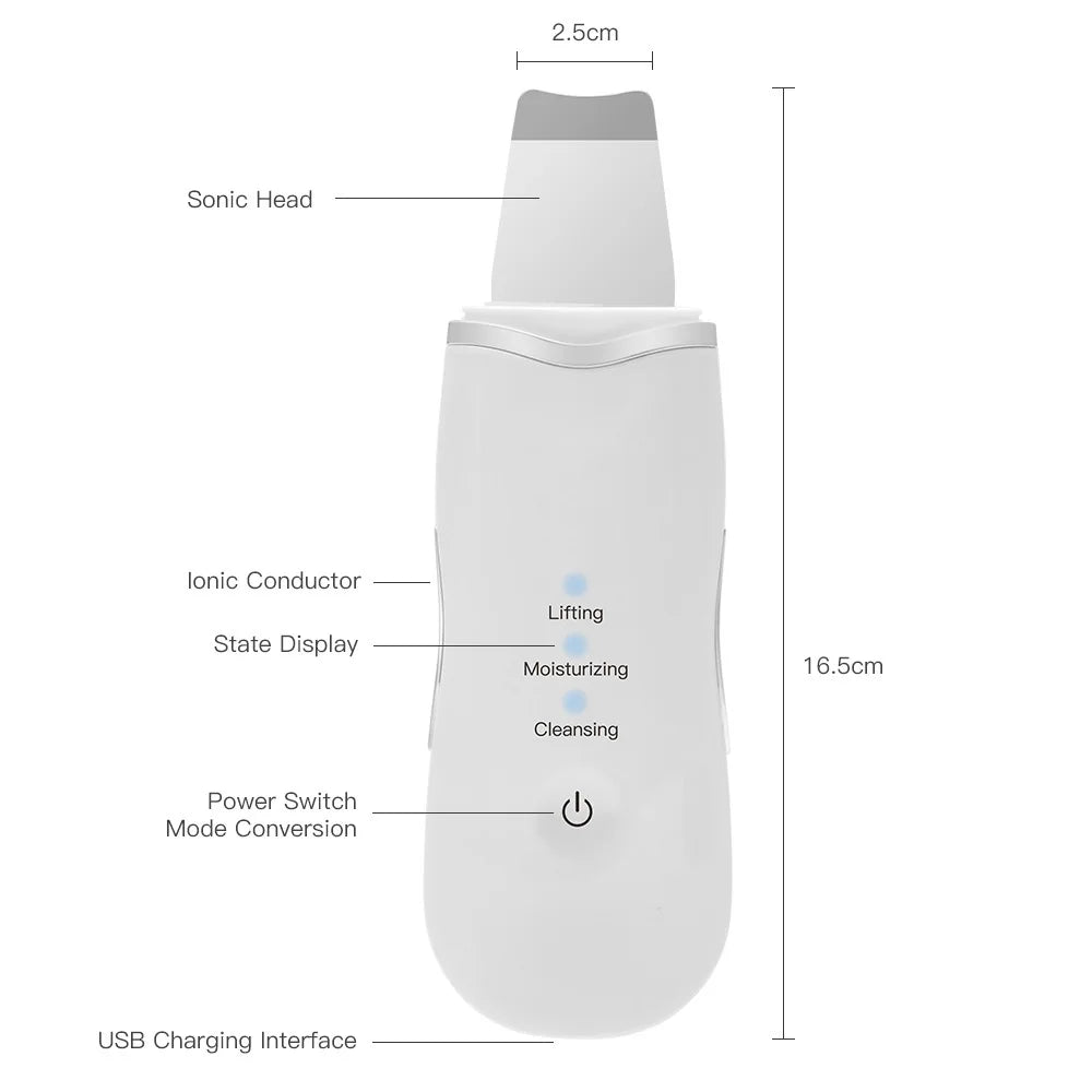 Spatule Nettoyante Visage — Peeling Ultrasonique Anti-Points Noirs