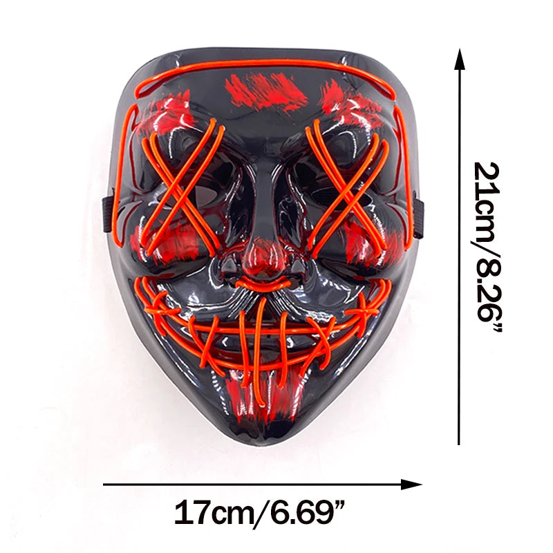 Masque LED Néon Purge — Cosplay Halloween Carnaval Soirée Déguisement