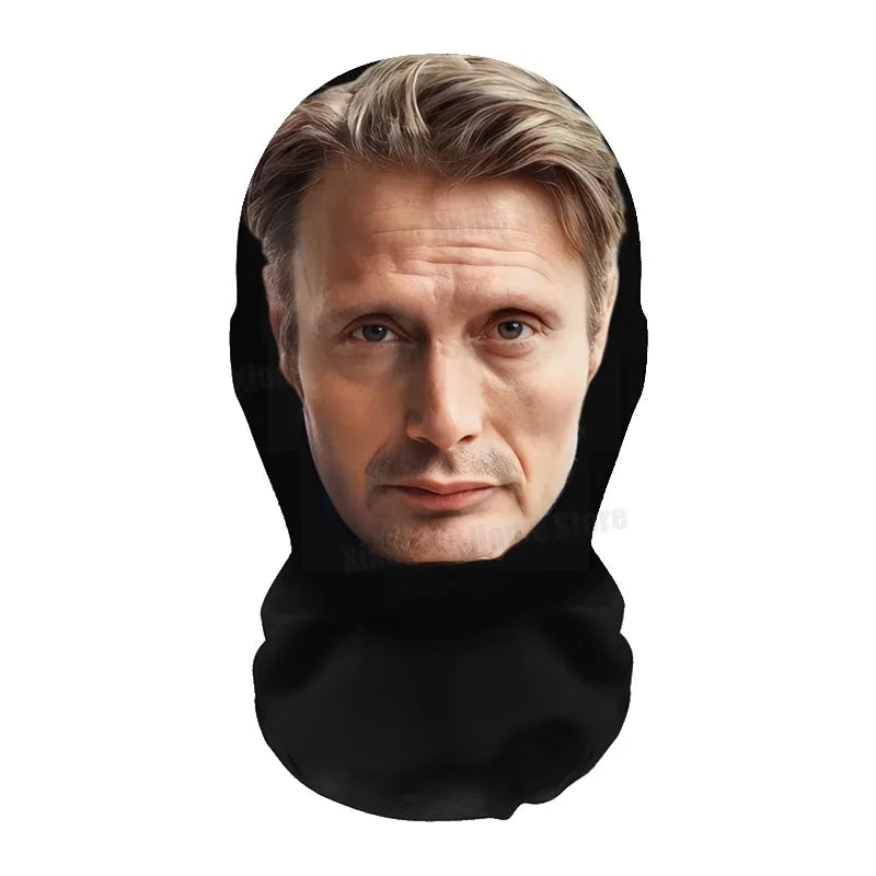 NEW 2026 3D Seamless Mask Funny Face Printed Head Scarf Celebrity Ice Silk Sunscreen Head Mask Halloween Cosplay Props