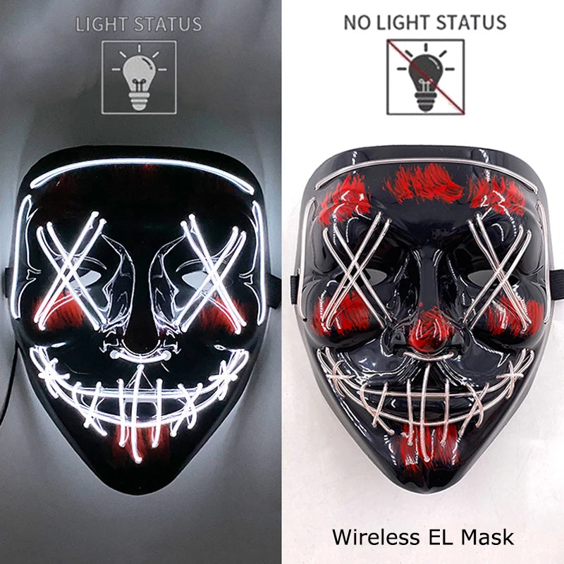 Masque LED Néon Purge — Cosplay Halloween Carnaval Soirée Déguisement