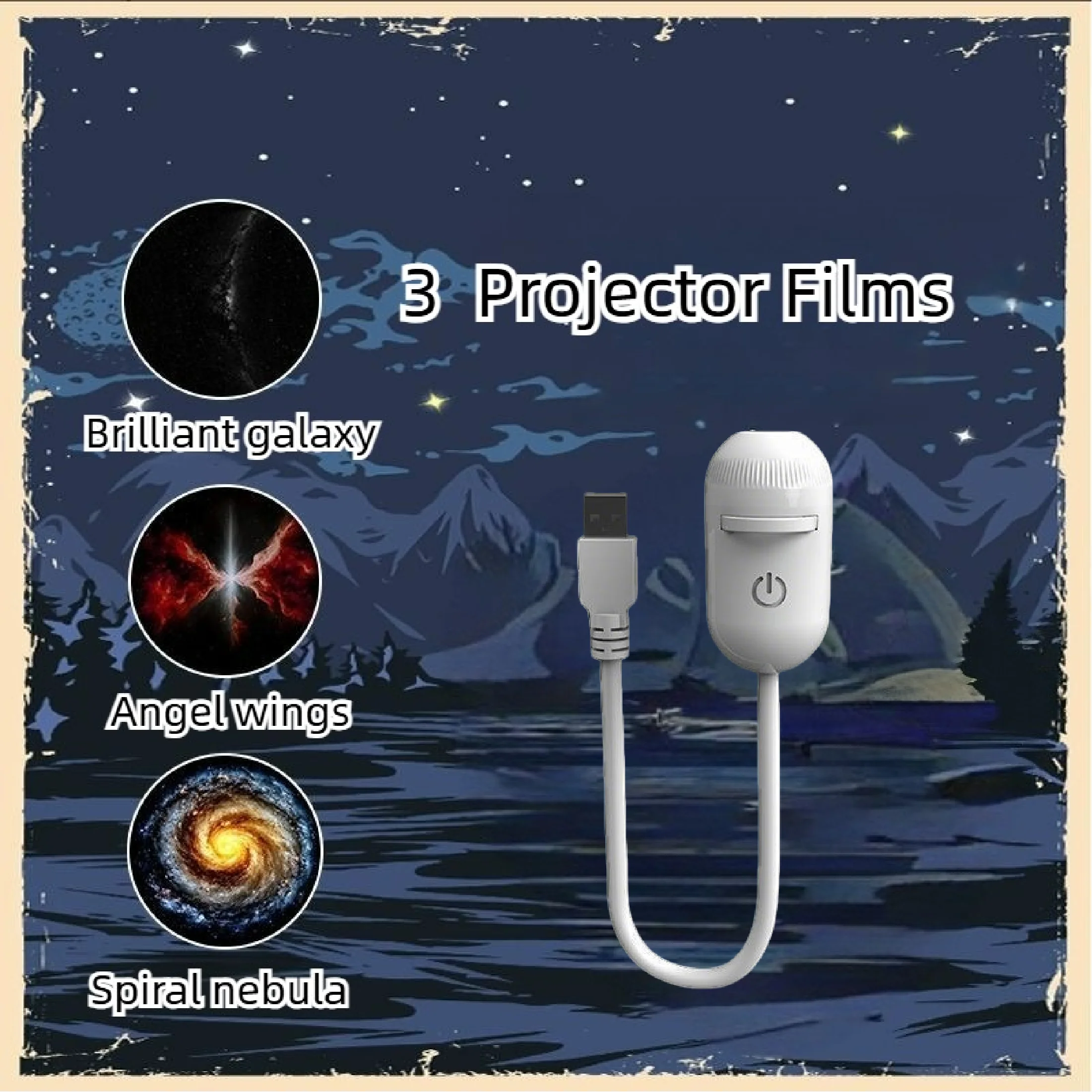 Projecteur Galaxie 2-en-1 Veilleuse Atmosphère — Rotation 360° Tactile USB Cadeau Romantique