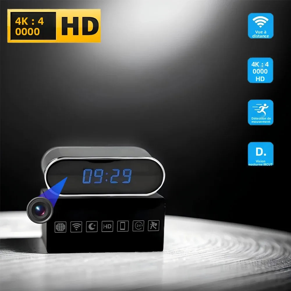 Mini Caméra Espion Horloge WiFi 1080P — Vision Nocturne Détection Mouvement