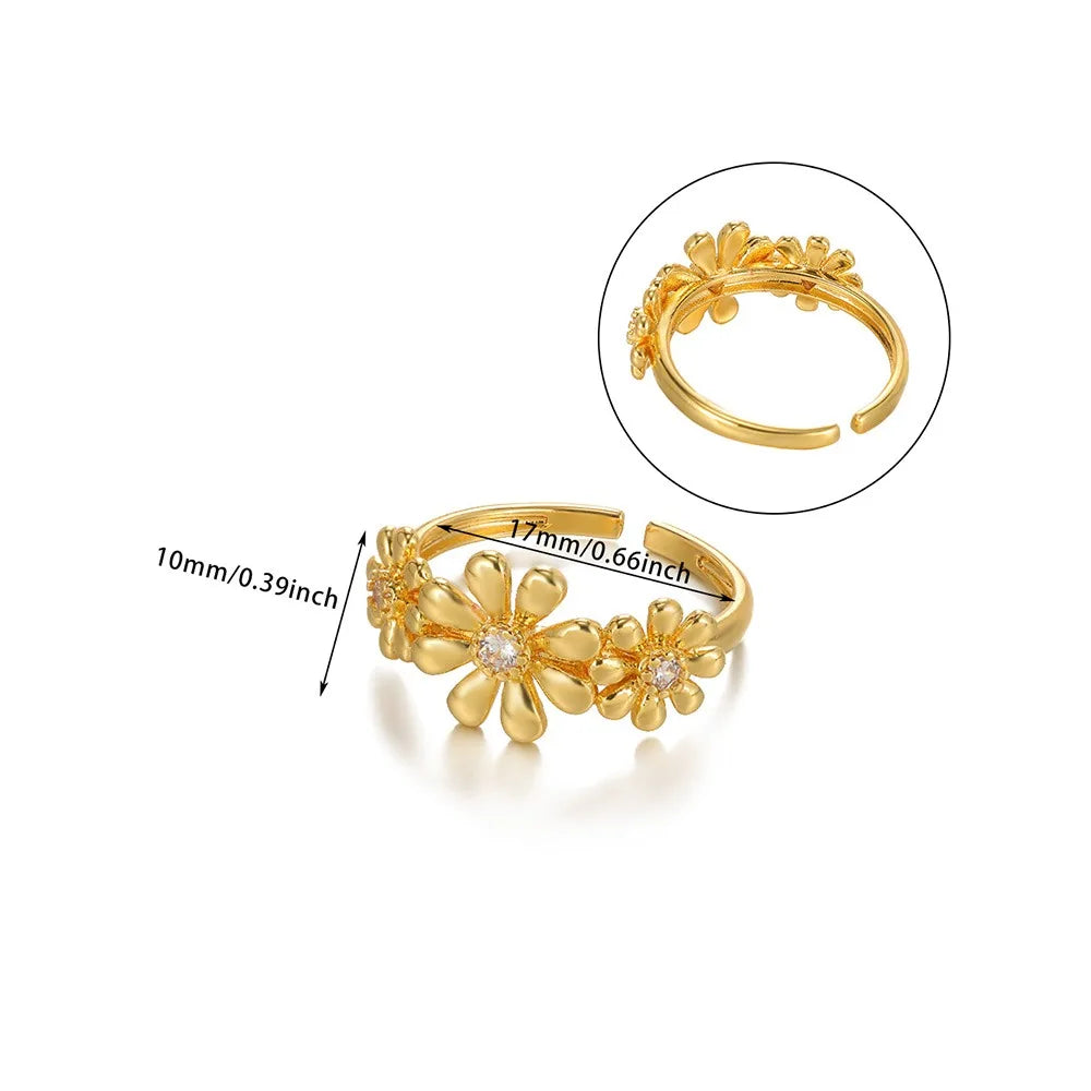 Bague Tournesol Acier Inoxydable — Or & Fleur Exagérée