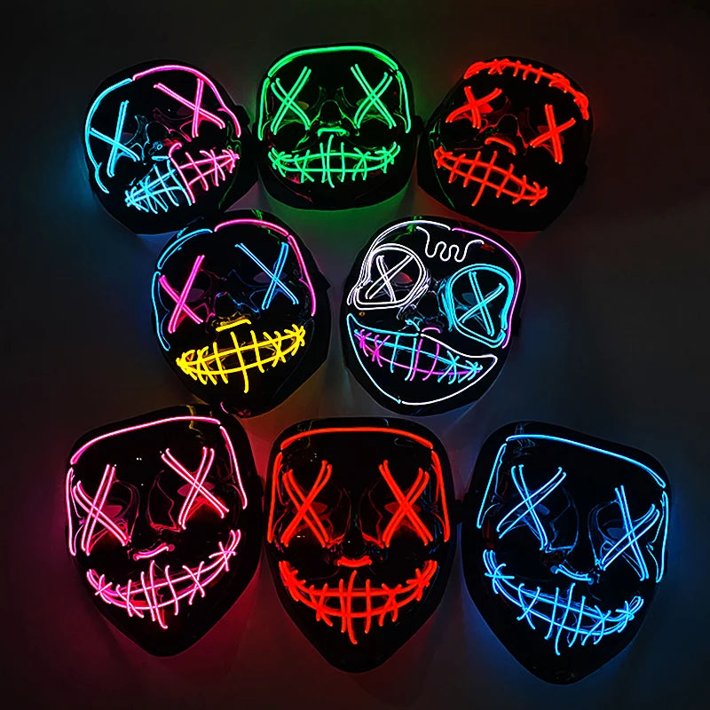 Masque LED Néon Purge — Cosplay Halloween Carnaval Soirée Déguisement