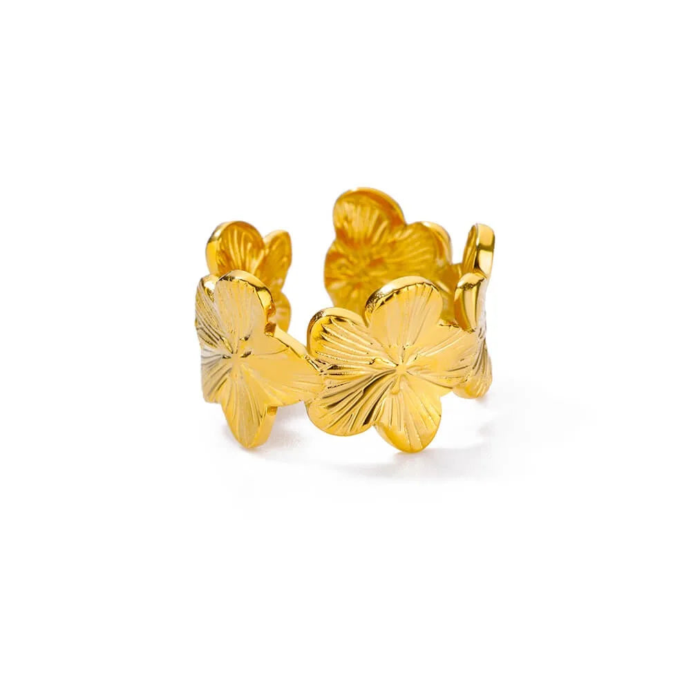 Bague Tournesol Acier Inoxydable — Or & Fleur Exagérée