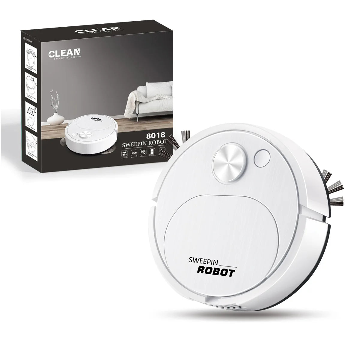 Robot Aspirateur 3-en-1 Mini USB — Aspiration 1500Pa Silencieux Maison & Bureau