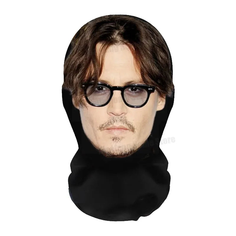 NEW 2026 3D Seamless Mask Funny Face Printed Head Scarf Celebrity Ice Silk Sunscreen Head Mask Halloween Cosplay Props
