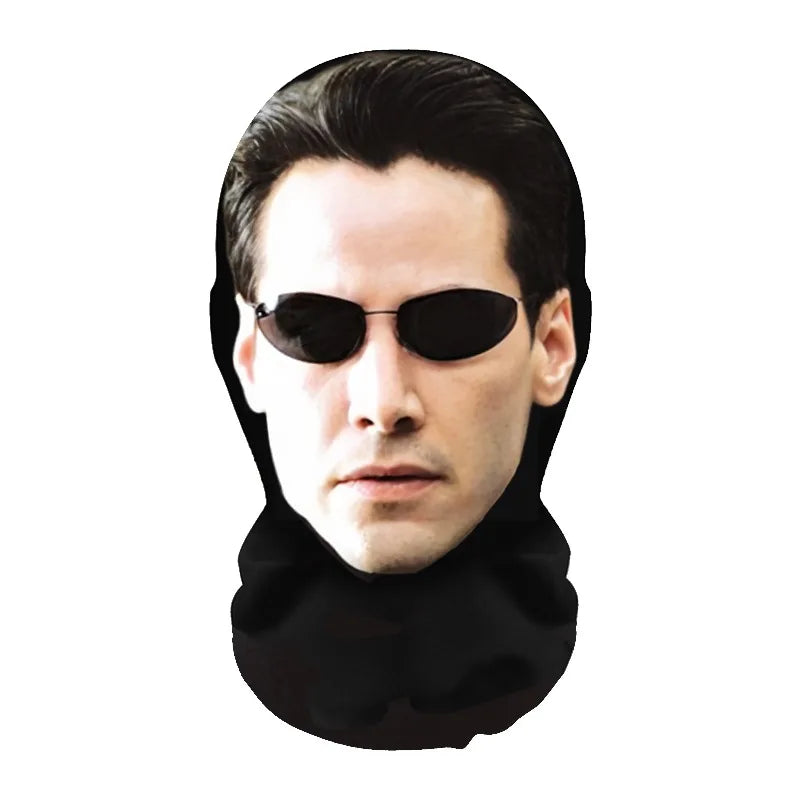 NEW 2026 3D Seamless Mask Funny Face Printed Head Scarf Celebrity Ice Silk Sunscreen Head Mask Halloween Cosplay Props