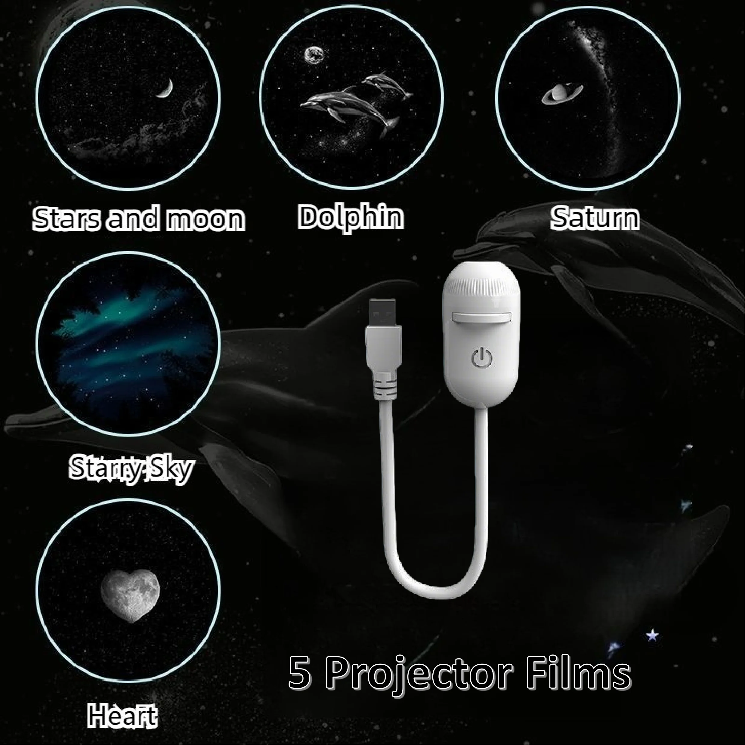Projecteur Galaxie 2-en-1 Veilleuse Atmosphère — Rotation 360° Tactile USB Cadeau Romantique