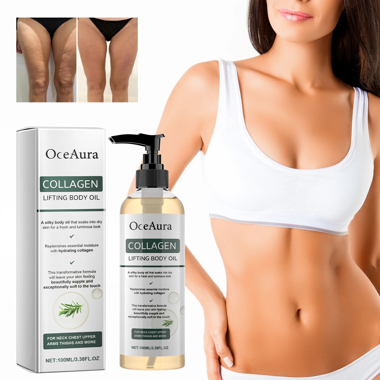 Huile Corps Raffermissante au Collagène — Hydratation Intense 100ml