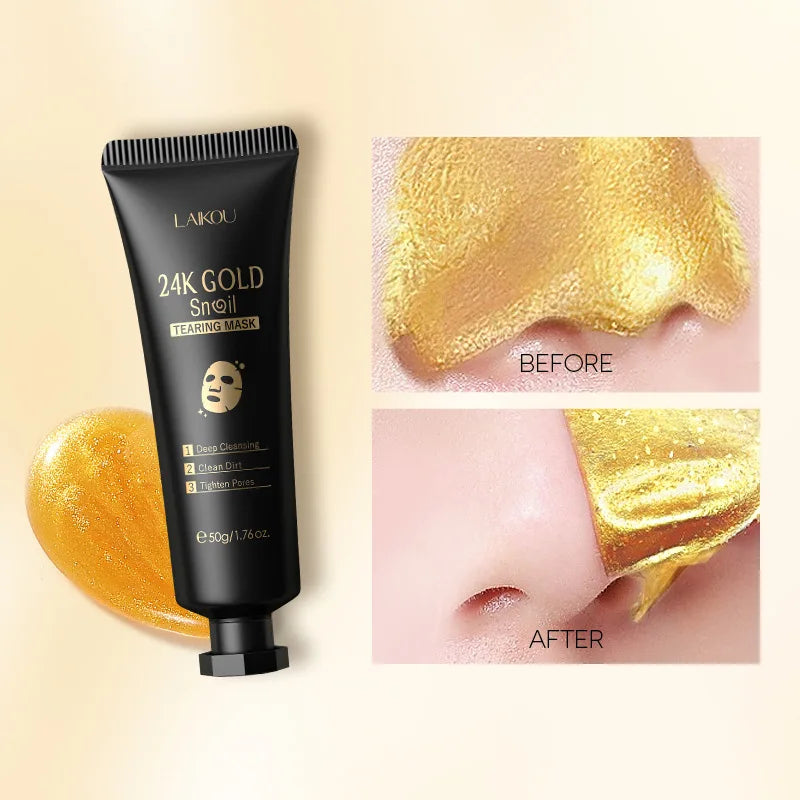 Masque Peel-Off LAIKOU 24K Or & Sakura — Éclat & Anti-Points Noirs