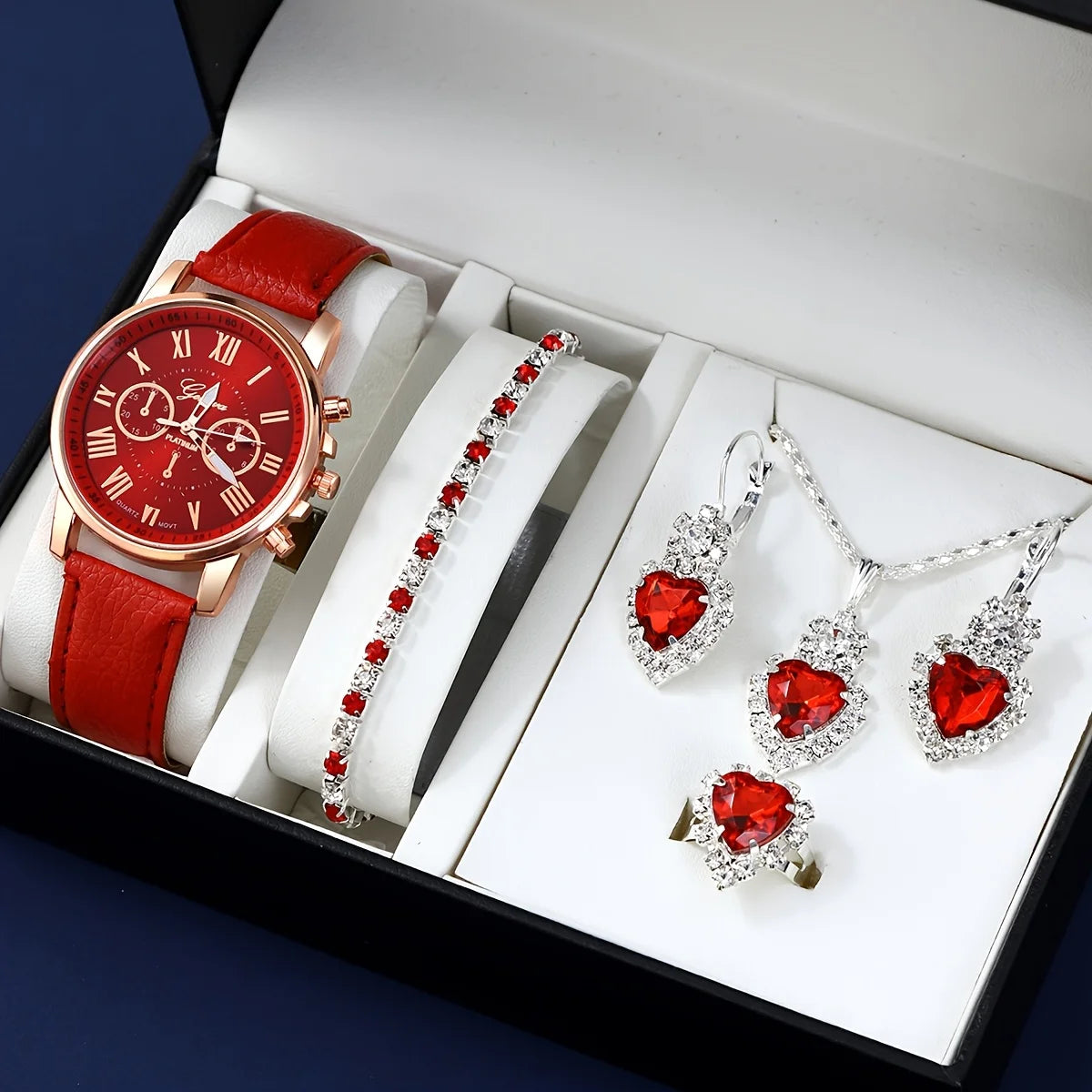 Ensemble Montre & Bijoux Assortis — Cuir & Zircon
