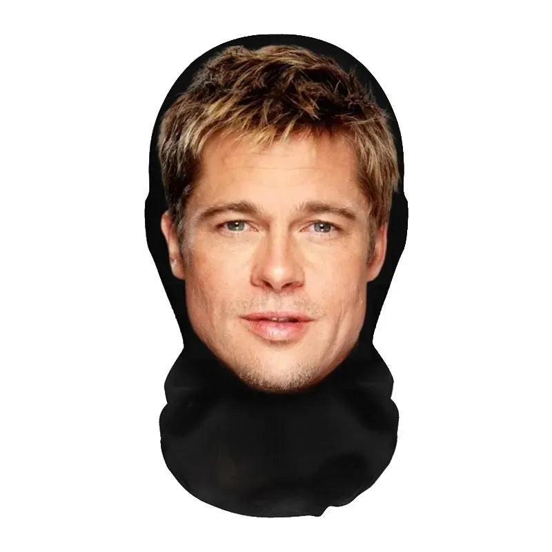 NEW 2026 3D Seamless Mask Funny Face Printed Head Scarf Celebrity Ice Silk Sunscreen Head Mask Halloween Cosplay Props