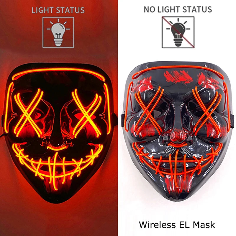 Masque LED Néon Purge — Cosplay Halloween Carnaval Soirée Déguisement