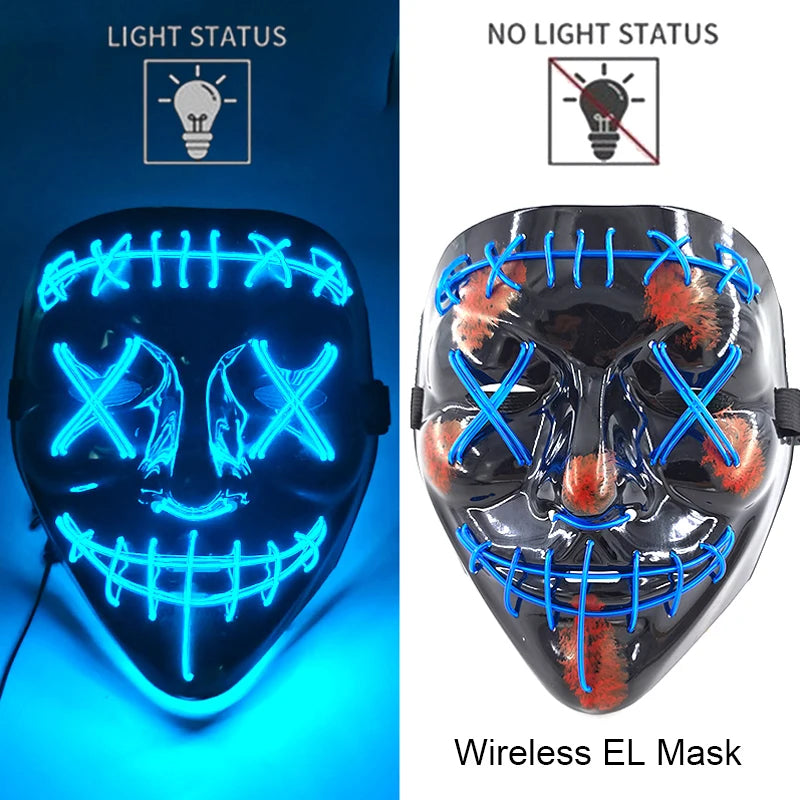 Masque LED Néon Purge — Cosplay Halloween Carnaval Soirée Déguisement