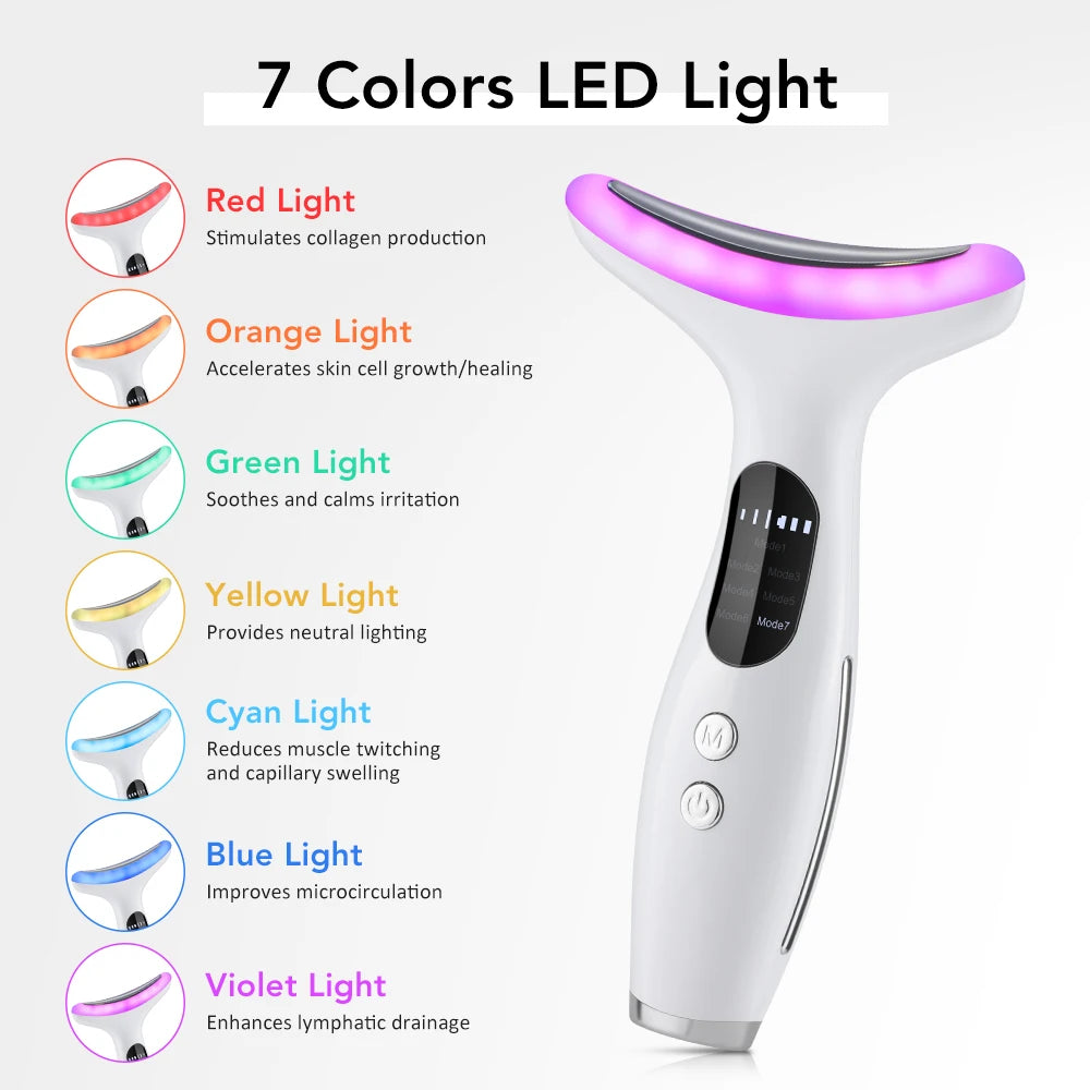 Appareil Lifting Cou & Visage LED 7 Couleurs — EMS & Vibration Anti-Rides