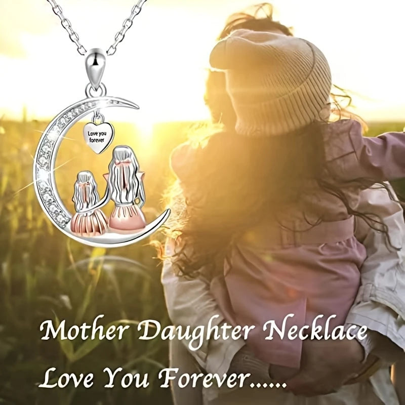 Collier Lune Maman & Fille — Bijou Éternel