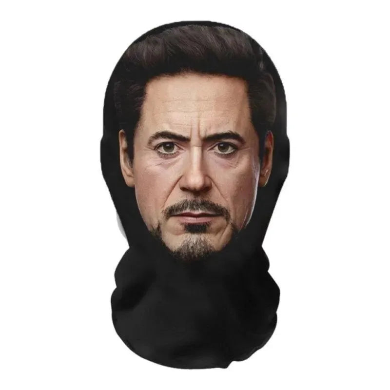 NEW 2026 3D Seamless Mask Funny Face Printed Head Scarf Celebrity Ice Silk Sunscreen Head Mask Halloween Cosplay Props
