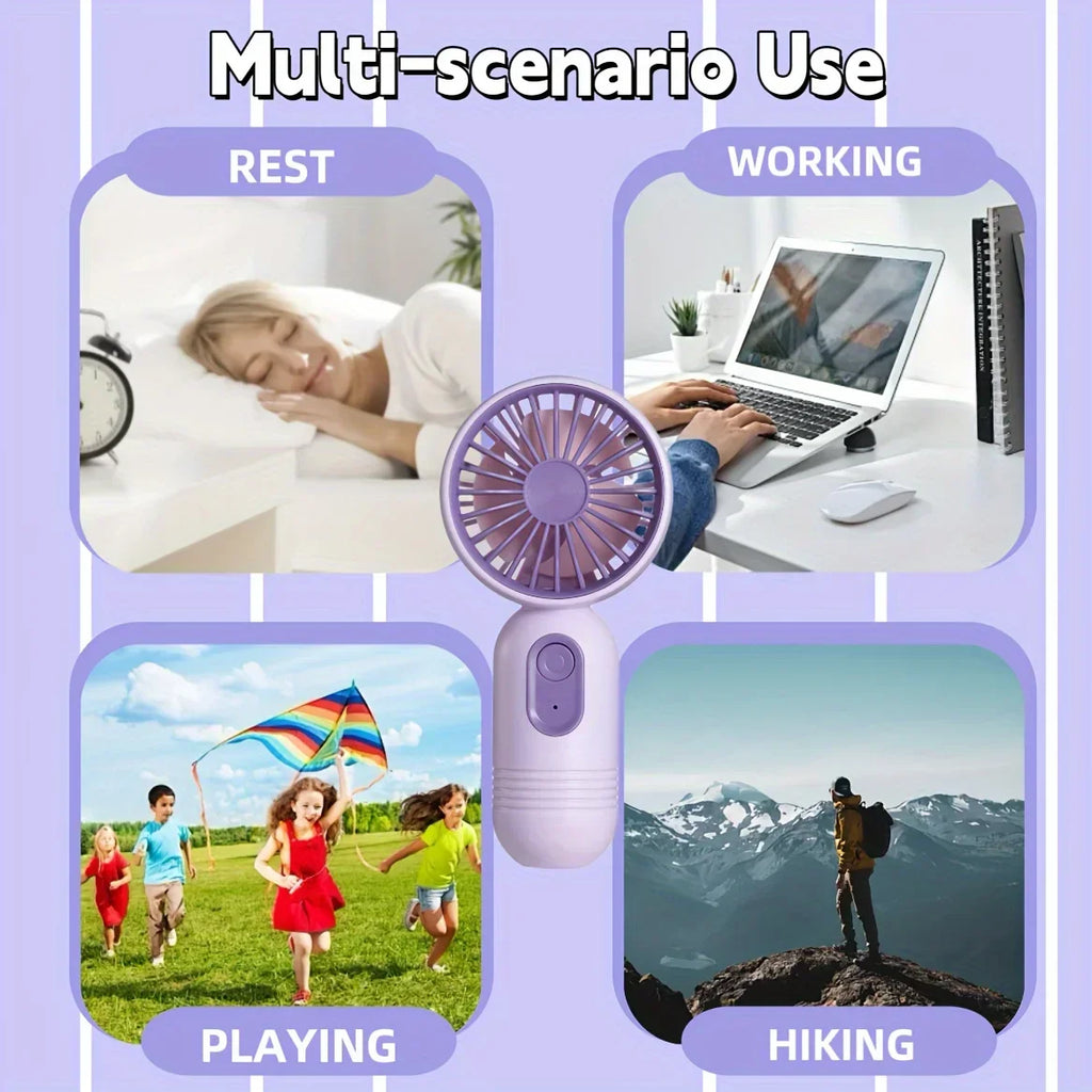 Mini Portable Fan USB Charging 3-Speed Handheld Small Fan Suitable for Office, Student Dormitory, Outdoor Travel and Camping