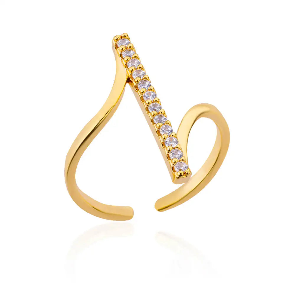 Bague Zircon Femme — Or & Acier Inoxydable