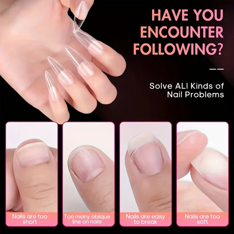 120 Faux Ongles Transparents — Kit Complet 12 Tailles