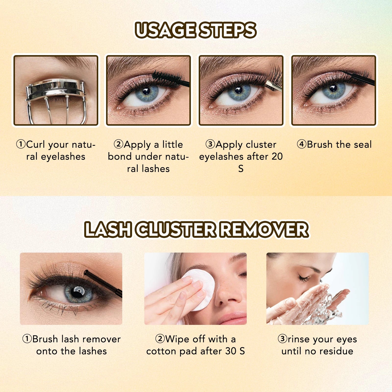 168Pcs DIY Cluster Lash Kit 2 in 1 Bond and Seal 8Ml Lasting 3Days Lash Remover Home Use False Eyelash Adhesive Seal Tool