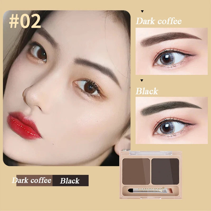 2Color Eyeshadow Powder Makeup Black Brown Coffee Waterproof Eyebrow Powder Eye Shadow Eye Brow Palette with Brush Eyebrow Cream