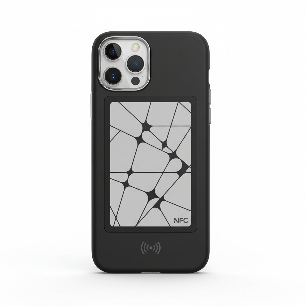 Coque NFC iPhone avec écran E-Ink